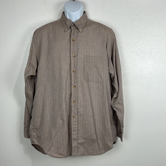 Brooks Brother Button Up Men Large Sport Shirt Brown Long Sleeve Adult Casual - Picture 11 of 11
